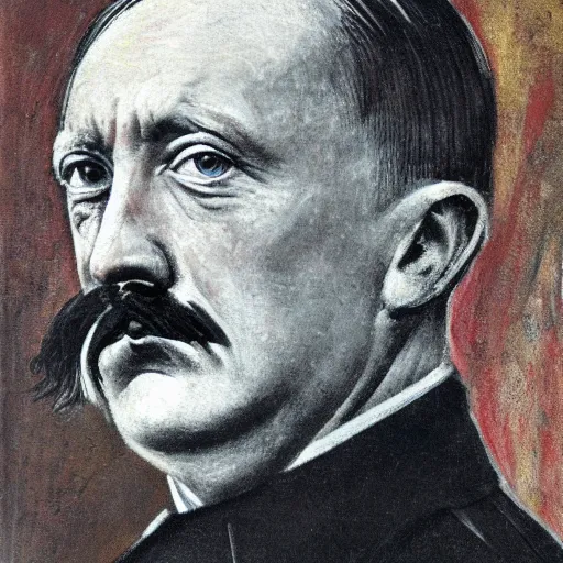 Image similar to portrait of surprised hitler, 8 k