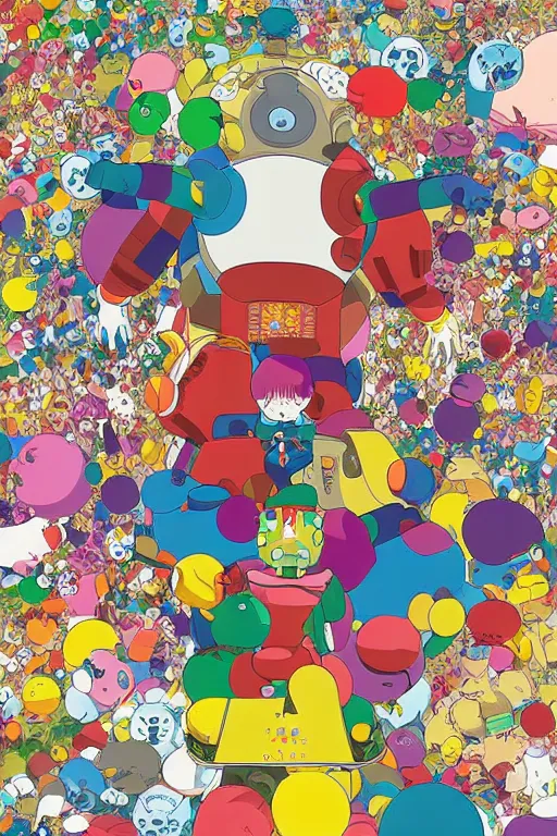 Image similar to Movie poster of Katamari Damacy, Highly Detailed, Dramatic, A master piece of storytelling, created by Hideaki Anno + Katsuhiro Otomo +Rumiko Takahashi 8k, hd, high resolution print