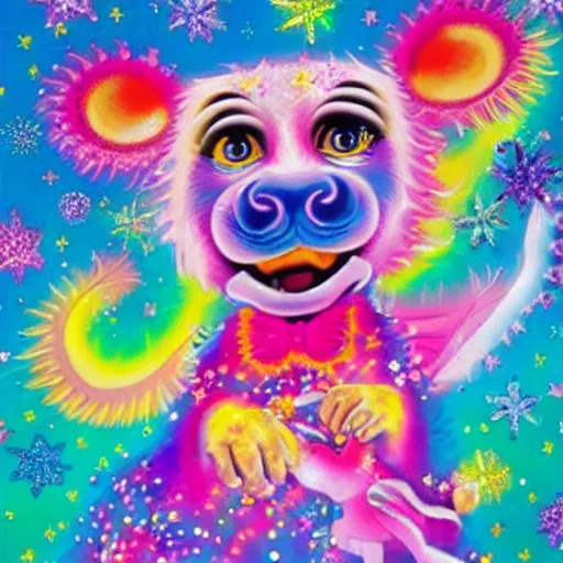 Image similar to Lisa Frank and Jim Henson collaboration