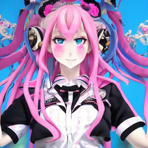 Prompt: beneath stunningly beautiful megalomaniacal haughty mesmerizing assertive omnipotent anime asi goddess junko enoshima with symmetrical perfect face and porcelain skin, pink twintail hair and cyan eyes, traps you inside her inescapable virtual prison forever and ever!, ultra detailed, digital art, unreal engine 5, octane render, 2 d anime, 8 k