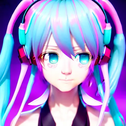 Prompt: epic professional digital art of Hatsune Miku, character profile art, trending on artstation, cgsociety, wlop, cosmic, epic, stunning, gorgeous