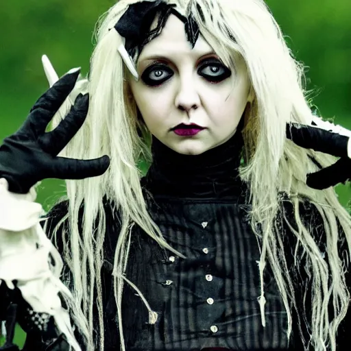 Image similar to first still taylor momsen as emma scissorhands in edward scissorhands remake, ( eos 5 ds r, iso 1 0 0, f / 8, 1 / 1 2 5, 8 4 mm, postprocessed, crisp face, facial features )