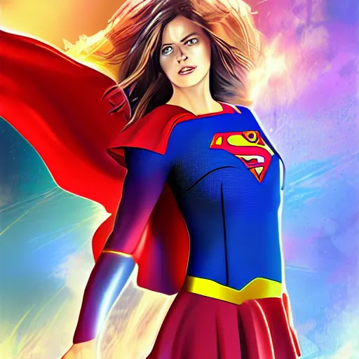Prompt: the futuristic supergirl, digital art, ultra detailed