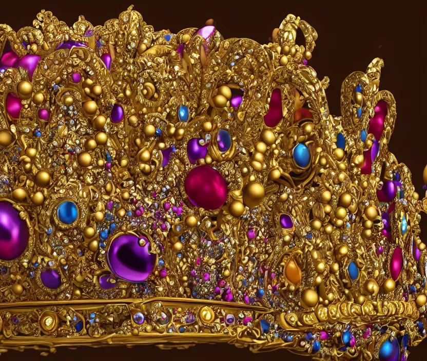 Image similar to Still life photo studio, golden crown adorned with multicolored gems, hyperdetailed, unreal engine, 8k