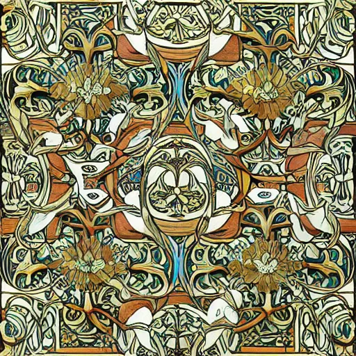 Image similar to a perfectly repeating Art Nouveau pattern, highly detailed by Walter Crane