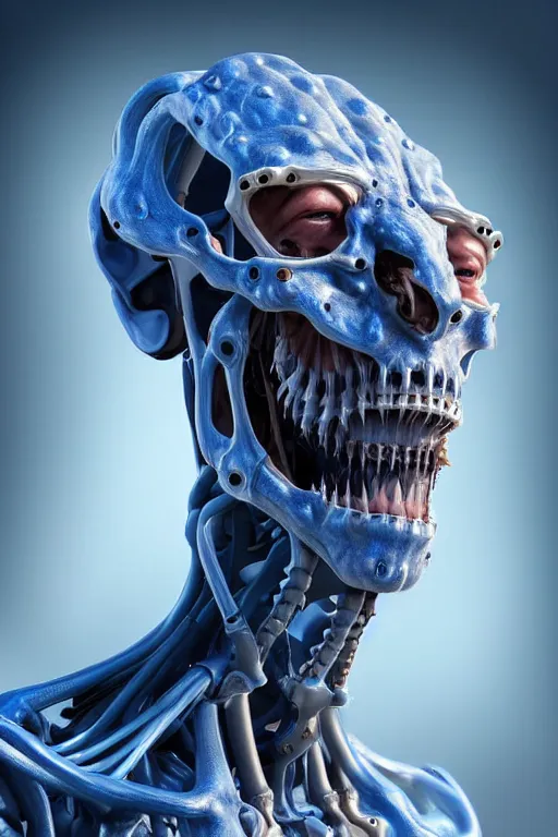 Prompt: hyperrealistic close-up rococo exoskeleton! chinese man highly detailed concept art eric zener elson peter cinematic blue lighting high angle hd 8k sharp shallow depth of field