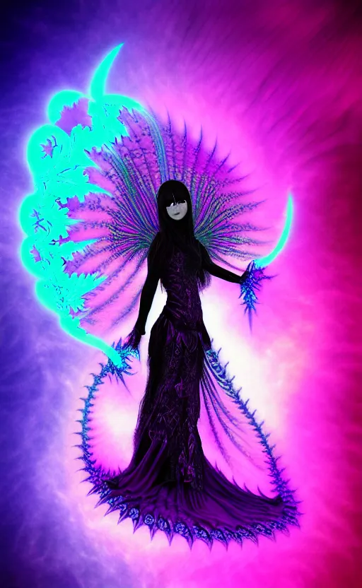 Image similar to Gothic princess in dragon armor made of Fractal flame,