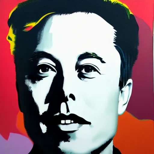 Prompt: elon musk artistic acrylic painting in the style of andy warhol