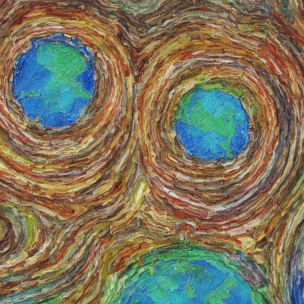 Prompt: A detailed painting of a cross-section of the Earth, high detail, digital art