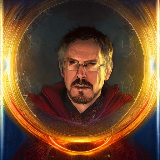 Image similar to bernie sanders as doctor strange, radiant light, caustics, heroic, bright iridescent light, by gaston bussiere, bayard wu, greg rutkowski, maxim verehin