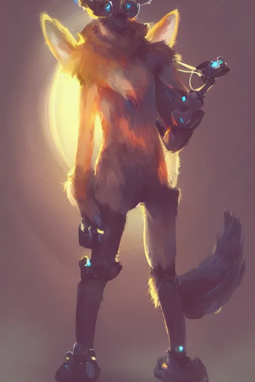 Image similar to a fox fursona, trending on artstation, by kawacy, furry art, digital art, cyberpunk, high quality, backlighting