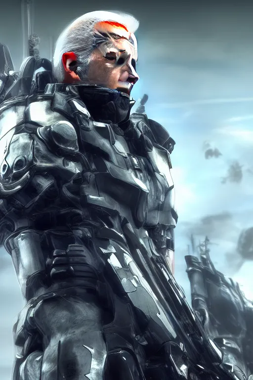 Image similar to joe biden in metal gear rising revengeance, metal gear rising, metal gear, joe biden, octane render, 4 k