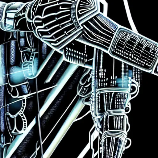 Prompt: close up cyberborg arm, intricate, veins, by Hugo pratt, ultradetailed