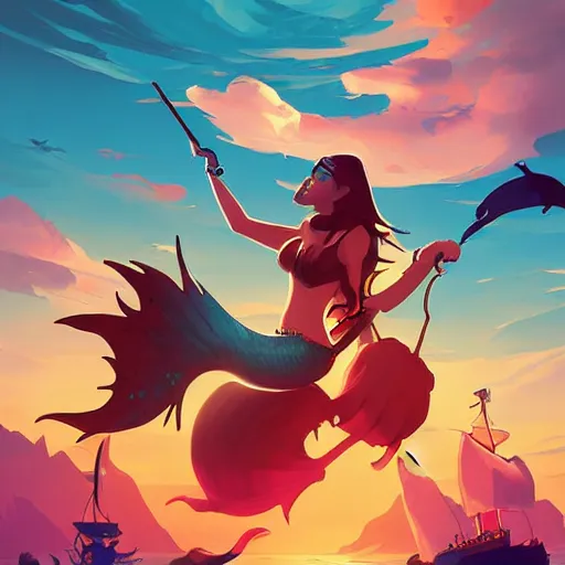 Image similar to painting mermaid treasure on sea of thieves game avatar hero smooth face median photoshop filter cutout vector, behance hd by jesper ejsing, by rhads, makoto shinkai and lois van baarle, ilya kuvshinov, rossdraws global illumination