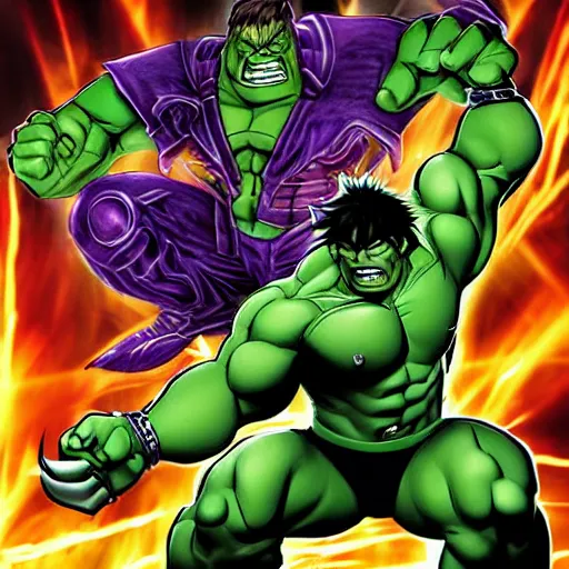 Prompt: The Hulk as a character in Yugioh, detailed