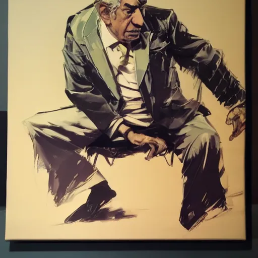 Prompt: jacques lacan doing psychoanalysis in a jojo pose, oil on canvas by yoji shinkawa and greg rutkowski