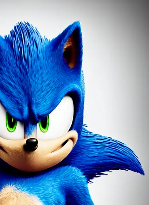 Image similar to a professional photo of tom cruise as sonic the hedgehog, not smiling, serious face, f / 1. 4, 9 0 mm