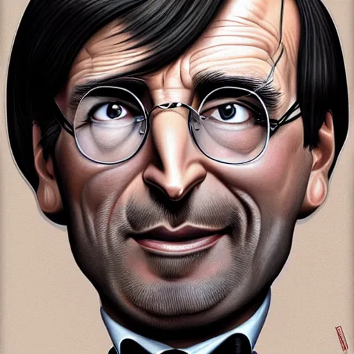 Prompt: steve jobs caricature by tiago hoisel and moebius