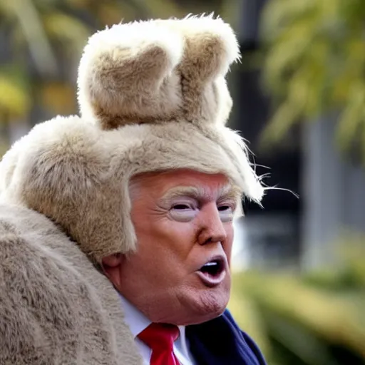 Prompt: Donald Trump wearing a furry suit