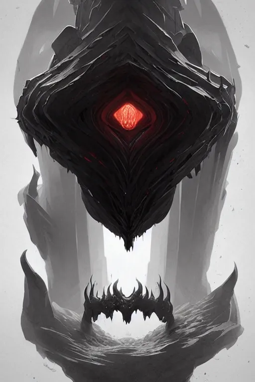 Image similar to professional concept art of a symmetrical ominous floating terrifying thing in a dark room by artgerm and greg rutkowski ( thin white border ). an intricate, elegant, highly detailed digital painting, concept art, smooth, sharp focus, illustration, in the style of cam sykes, wayne barlowe, igor kieryluk.