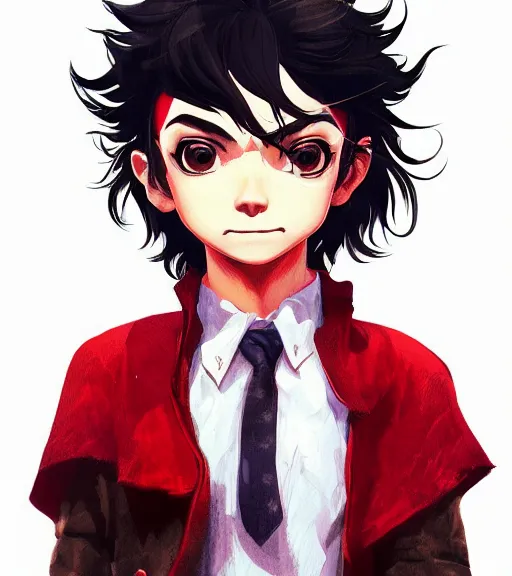 Image similar to attractive little boy character inspired in little red riding hood and michael jackson, digital artwork made by akihiko yoshida and makoto shinkai, anatomically correct, symmetrical, highly detailed, sharp focus, extremely coherent