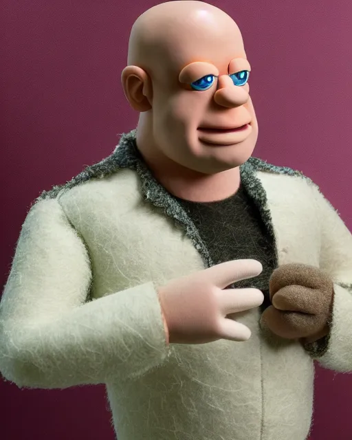 Image similar to hank schrader as a muppet. highly detailed felt. hyper real photo. 4 k.