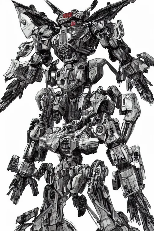 Image similar to full body illustrations of mecha, pen and ink, moderately detailed, ryouta otsuka, by momo koshu, by gerald payumo, by lance wilkinson, concept art, artstation, deviantart, pinterest, unreal engine