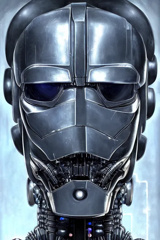 Prompt: an extremely high quality hd, a digital painting of a robocop ’ s face surrounded by mechanical parts, cyberpunk art by h. r. ( hans ruedi ) giger, featured on cgsociety, afrofuturism, circuitry, tesseract, dystopian art, 8 k, ultra realistic, very realistic