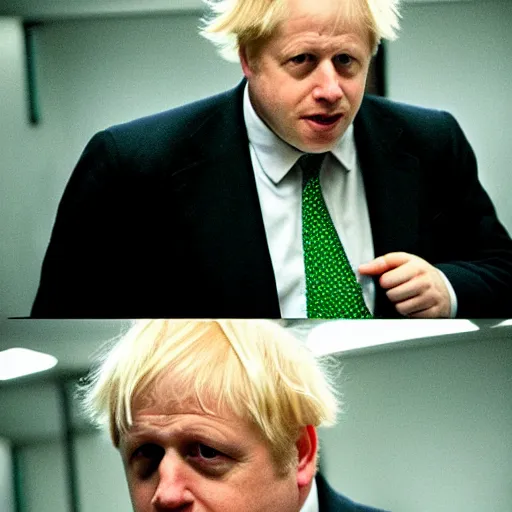 Prompt: Boris Johnson in the matrix movie, green lighting