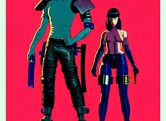 Image similar to cyberpunk samurai team. portrait by stonehouse and mœbius and will eisner and gil elvgren and pixar. character design. realistic proportions. cyberpunk 2 0 7 7 character art, blade runner 2 0 4 9 concept art. cel shading. attractive face. thick lines. the team. diverse characters. artstationhq.