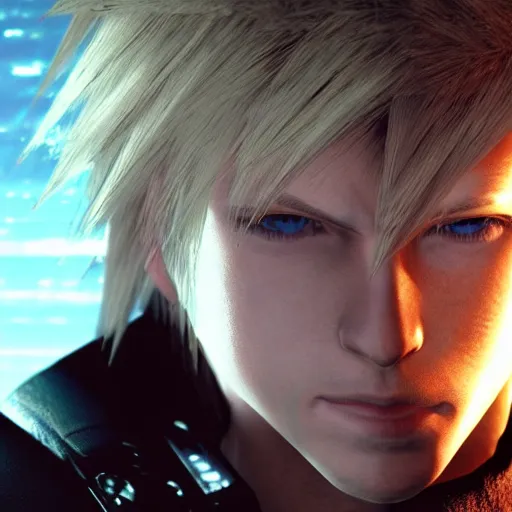 Prompt: Final Fantasy 7 pre-rendered cutscene starring Jesse Eisenberg as Cloud Strife