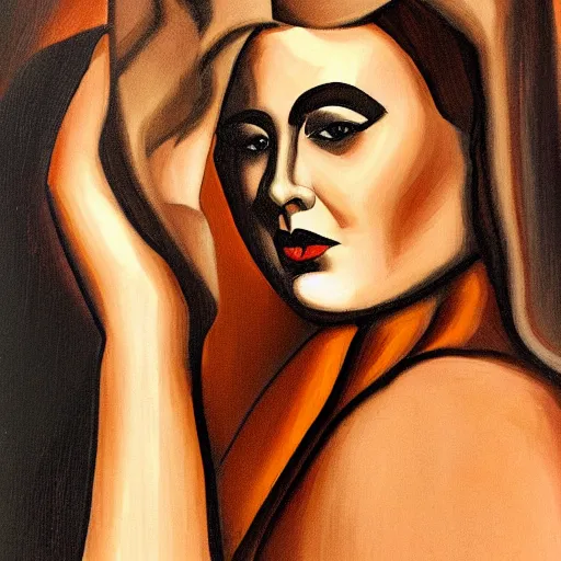 Prompt: portrait of adele in the style of tamara de lempicka