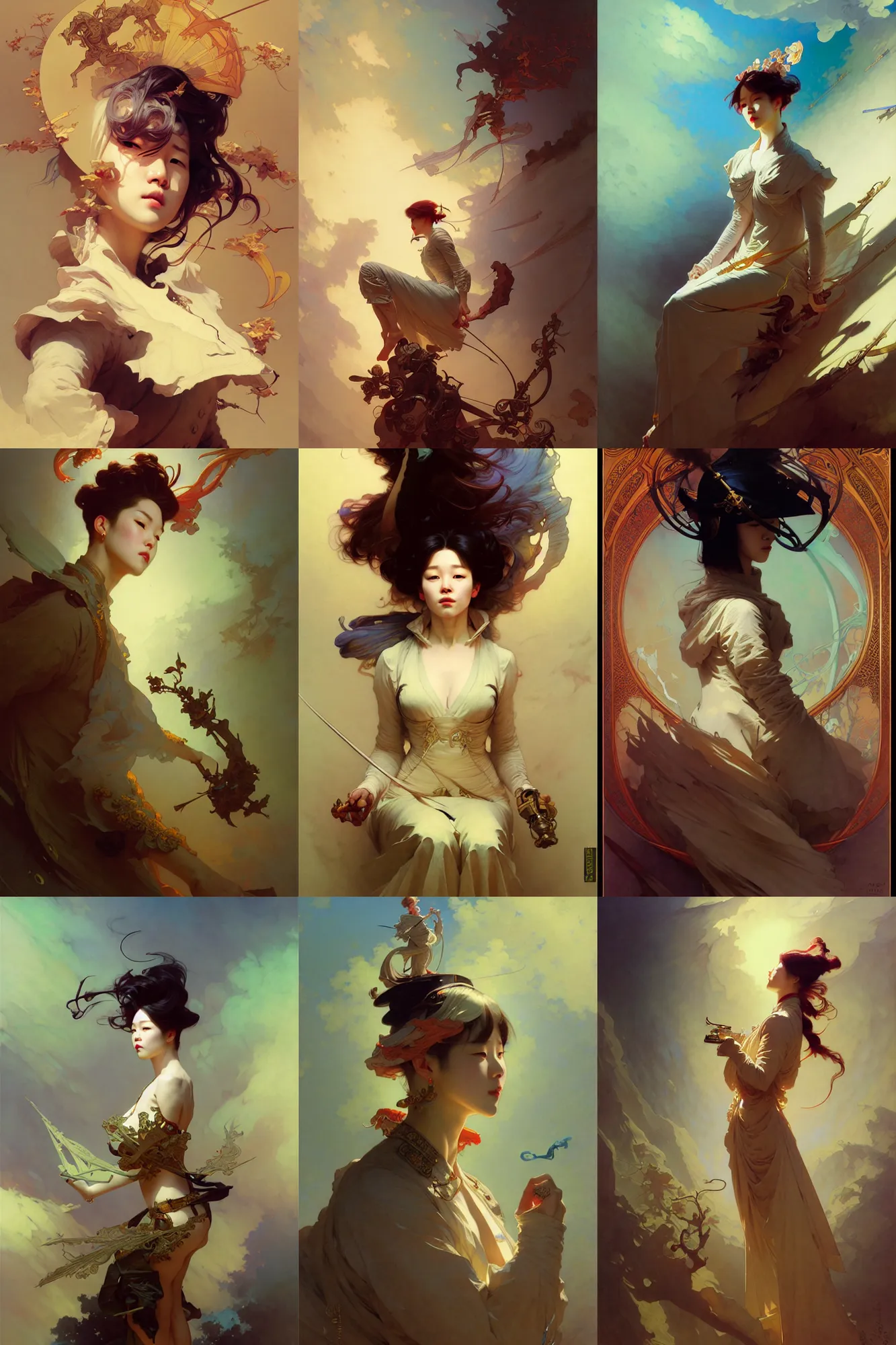 Image similar to park jimin, art by joseph leyendecker, peter mohrbacher, ivan aivazovsky, ruan jia, reza afshar, marc simonetti, alphonse mucha