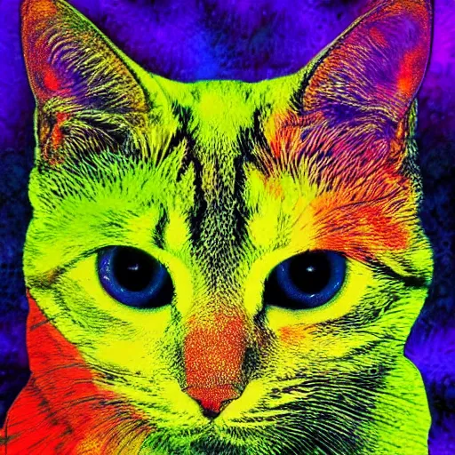 Prompt: psychedelic art of a cat