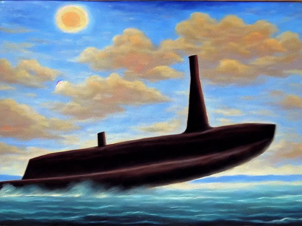 Prompt: an old oil painting of a gothic submarine in a great steppe, trending on artstation