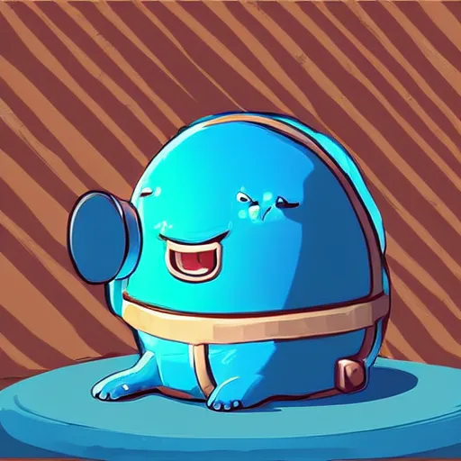 Image similar to a cute chubby cannon, stylized, hand painted, digital art, blue scheme, mobile game