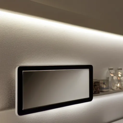 Prompt: led strip lighting on shelving, up close, homes and gardens, super detailed render, award winning