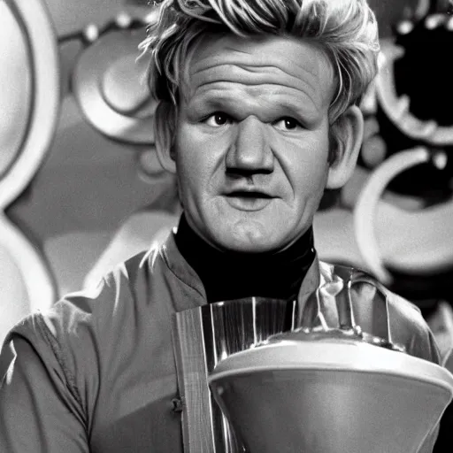 Image similar to Gordon Ramsay in Willy Wonka and the Chocolate Factory (1971)