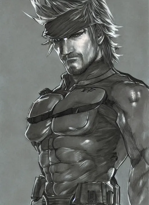 Image similar to solid snake full body portrait by yoshitaka amano, final fantasy, cover art