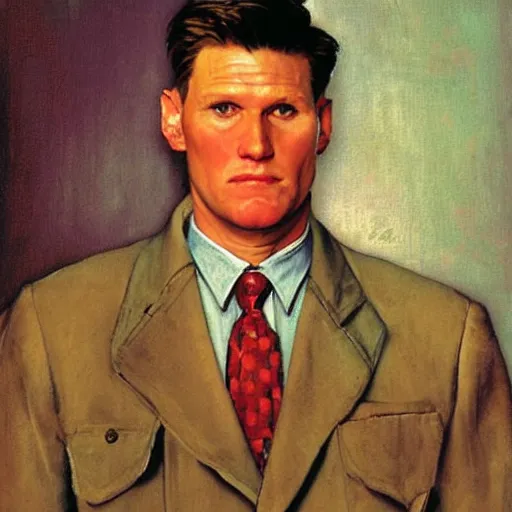 Image similar to a portrait painting of russian keir starmer. painted by norman rockwell