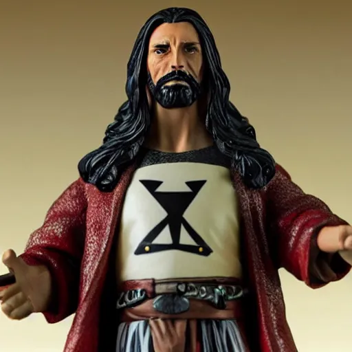 Prompt: 1 7 th century jesus stop motion vinyl action figure, plastic, toy, butcher billy style