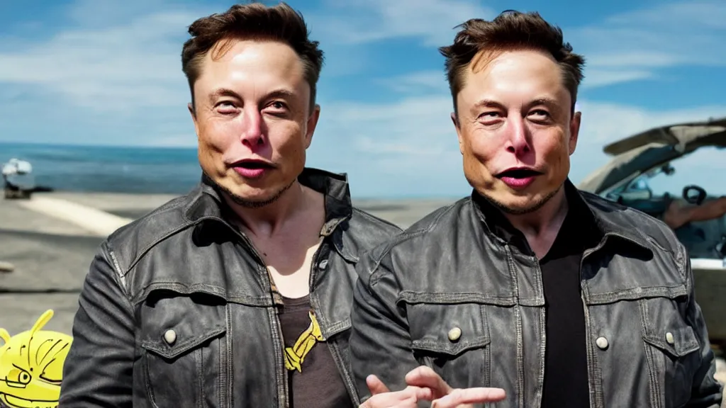 Prompt: A badass photo of elon musk in a spongebob adventure movie