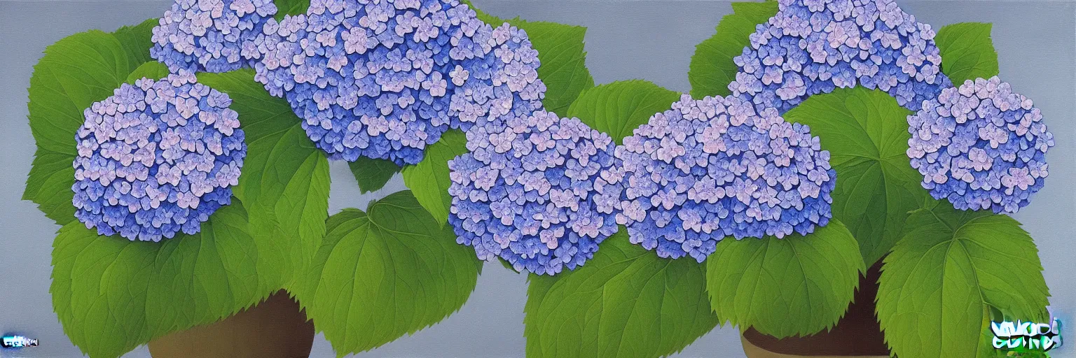 Prompt: hydrangea painting magritte