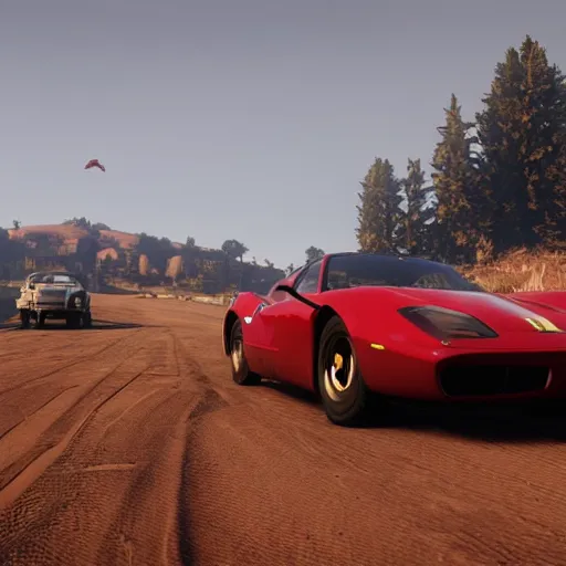 Prompt: ferrari in red dead redemption 2