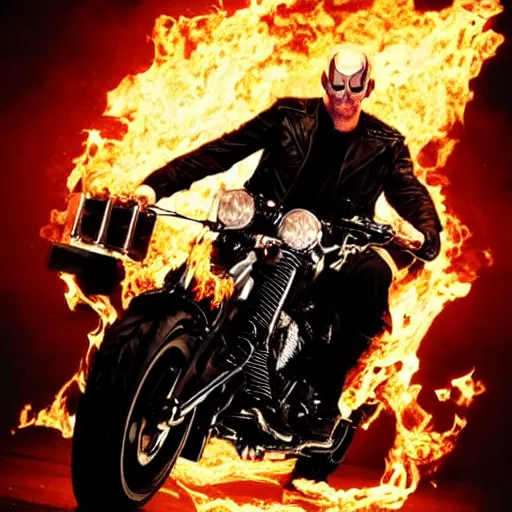 Prompt: Medium shot portrait of Keanu Reeves as ghost rider, Marvel