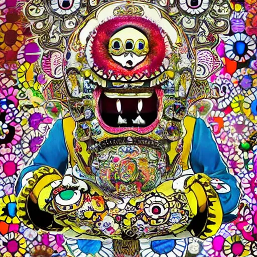 Prompt: baliness barong in the style of Takashi Murakami