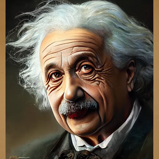 Image similar to albert einstein as a realistic fantasy d & d character, closeup portrait art by donato giancola and greg rutkowski, realistic face, digital art, trending on artstation