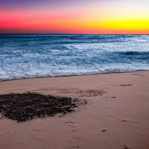 Prompt: earth chilling on the beach, sunset