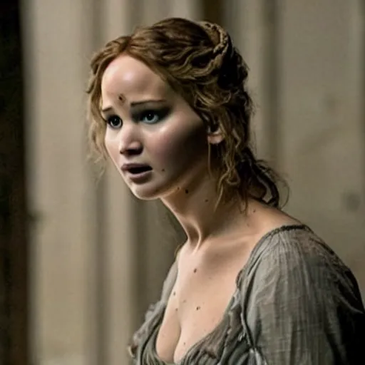 Prompt: jennifer lawrence is the monster, still from the movie mary shelley's frankenstein