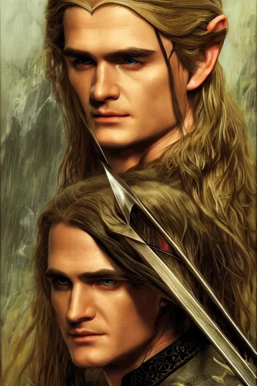 Image similar to Legolas from Lord of the Rings, diffuse lighting, fantasy, intricate, elegant, highly detailed, lifelike, photorealistic, digital painting, artstation, illustration, concept art, smooth, sharp focus, art by John Collier and Albert Aublet and Krenz Cushart and Artem Demura and Alphonse Mucha